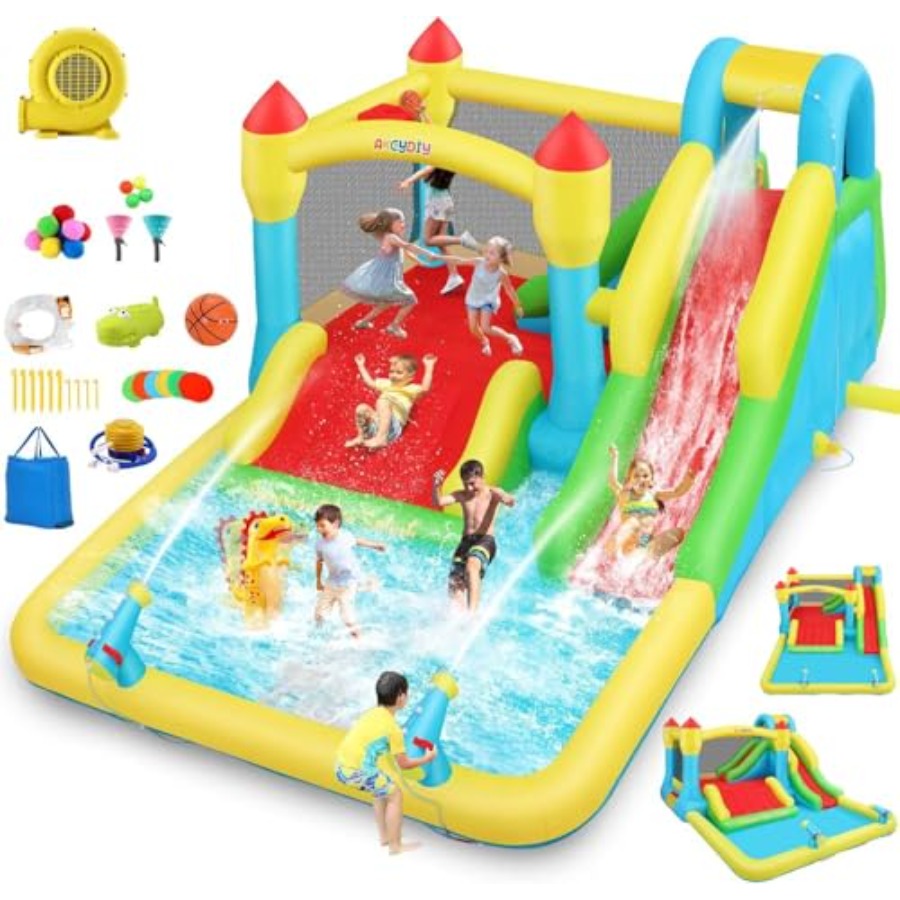 Kids Outdoor Climbing - บ้านลมเป่าลมสำหรับเด็กเล่นน้ำกลางแจ้ง/ในร่ม อายุ 3-12 ปี ทำจากวัสดุ PVC