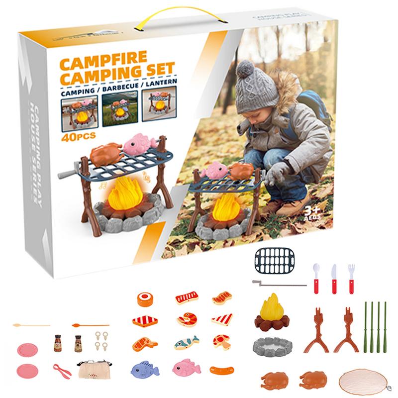 Kids Outdoor Grill Set - เด็กแกล้งทําเป็นชุดมินิอาหารแคมป์ไฟของเล่นย่างบาร์บีคิวชุดเด็กในร่มกลางแจ้งของเล่นวันเกิด Party Favors คริสต์มาสของขวัญ