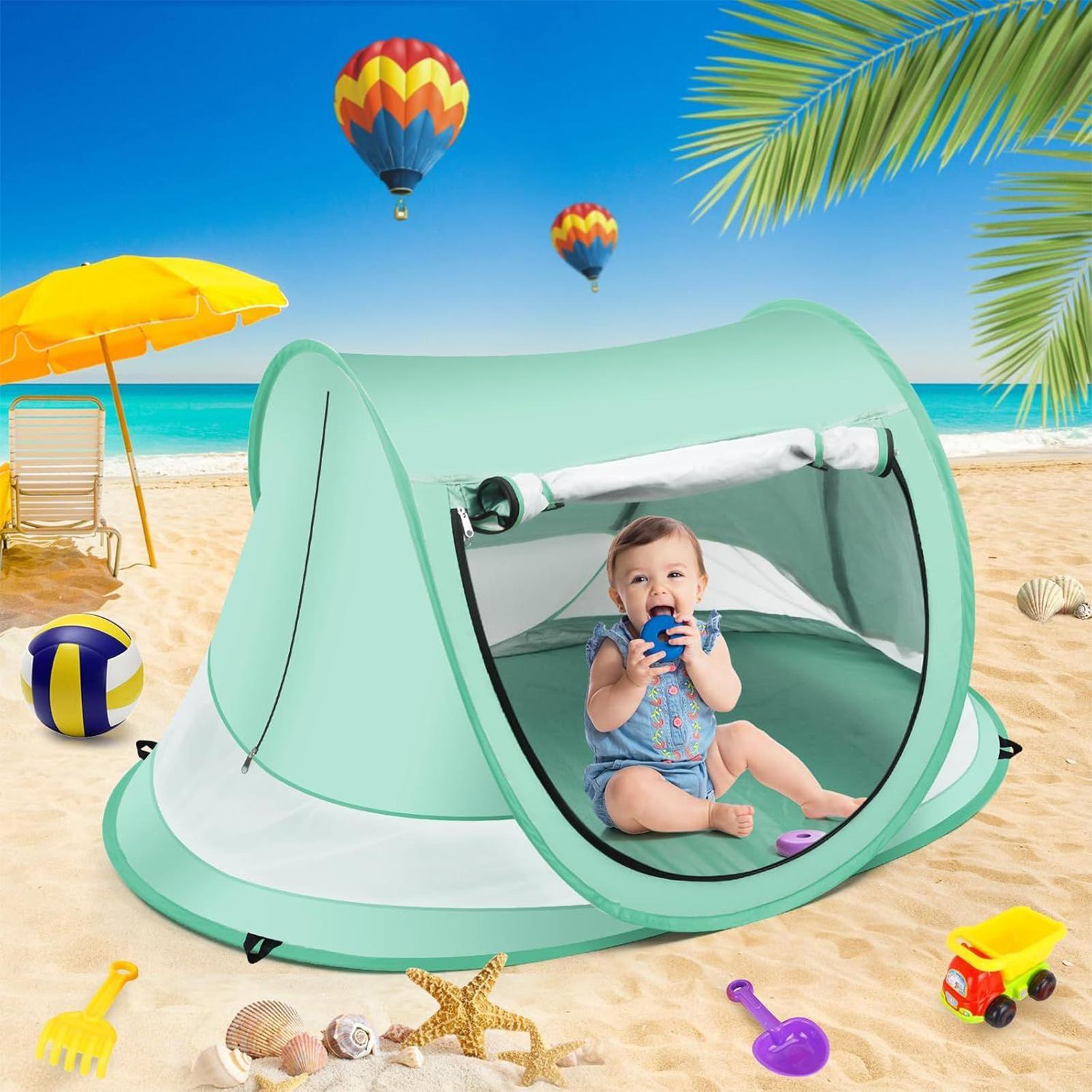 Kids Outdoor Dome - เต็นท์ชายหาดสำหรับเด็กเล็ก เต็นท์กันแดดสำหรับเด็ก ป้องกันรังสียูวี พับเก็บได้ ใช้สำหรับตั้งแคมป์ พักผ่อนริมสระน้ำ