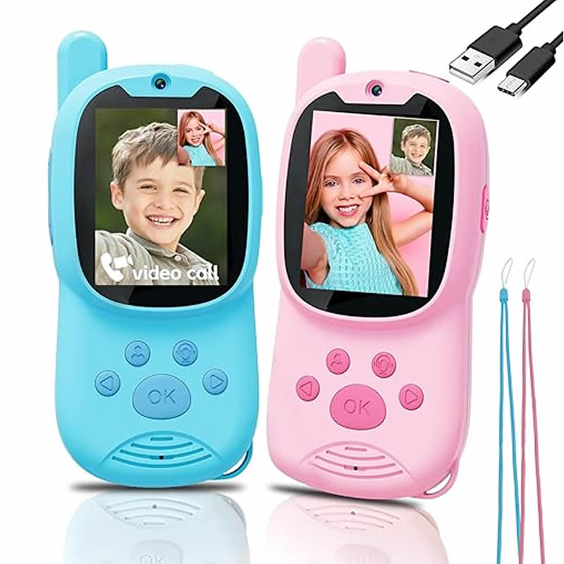 Kids Outdoor Videos - วอล์คกี้ทอล์คกี้สำหรับเด็ก ของเล่นเด็กแบบชาร์จไฟได้ สำหรับการตั้งแคมป์ในร่มและการเดินทาง ชุด 2 ชิ้น