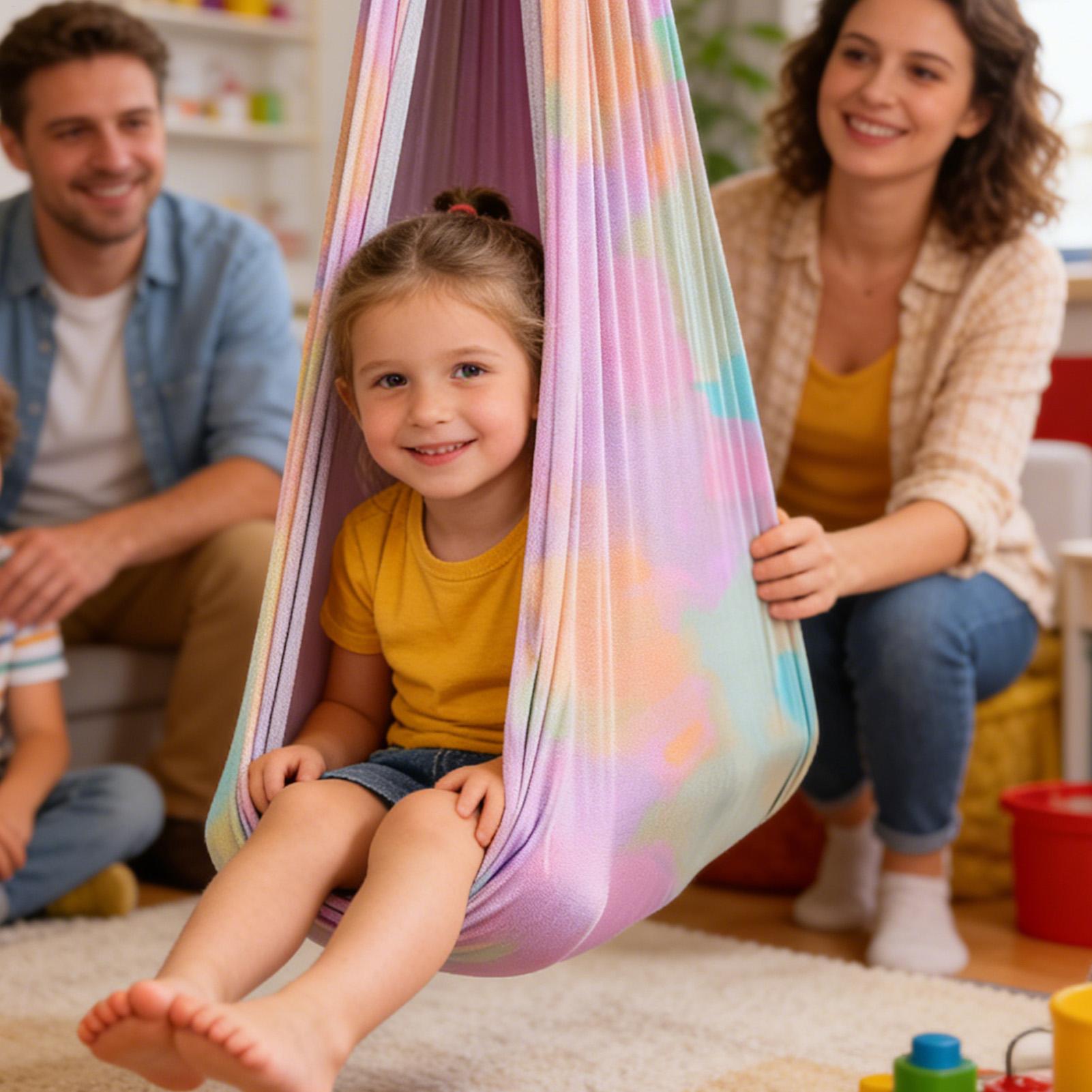 Kids Outdoor Hammock - เก้าอี้โยคะแบบแกว่งสำหรับเด็ก รับน้ำหนักได้ดี เหมาะสำหรับห้องเรียน ห้องนอน ห้องเล่น ห้องนั่งเล่น