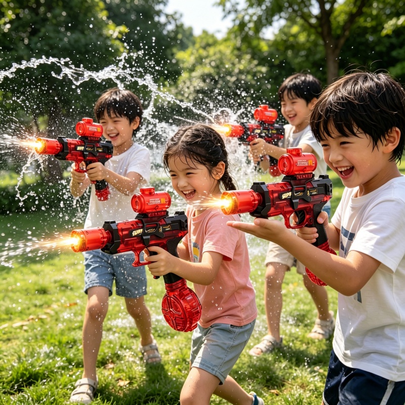 Water Gun Soaker - ปืนฉีดน้ำไฟฟ้าสำหรับเด็ก ยิงต่อเนื่อง อัตโนมัติ ของเล่นเด็กสำหรับเล่นน้ำในช่วงฤดูร้อน ชายหาด สระว่ายน้ำ