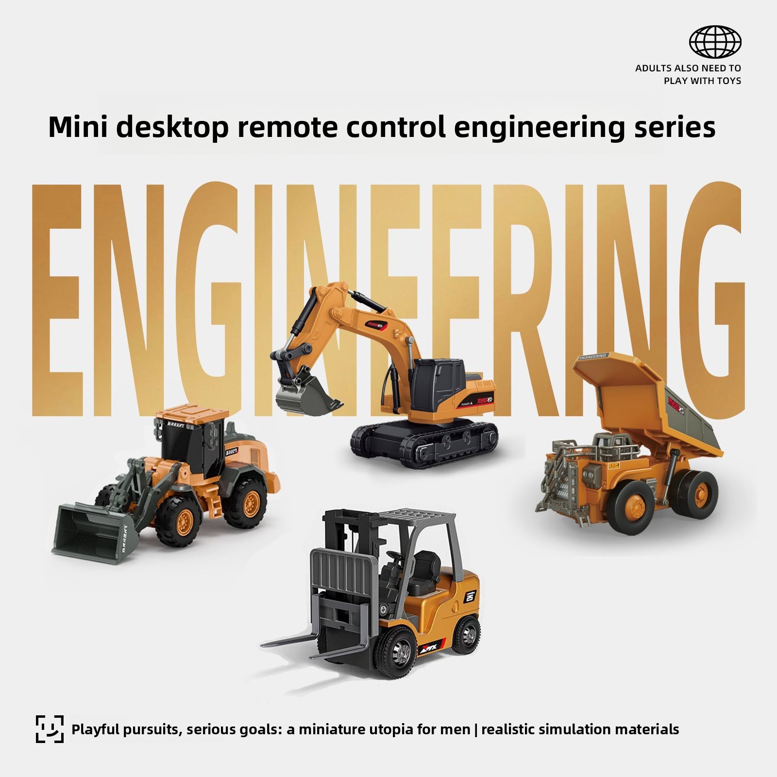 Kids Outdoor Excavator - ชุดรถวิศวกรรม RC โลหะขนาด 1:64 รถบรรทุกเหมือง รถขุด