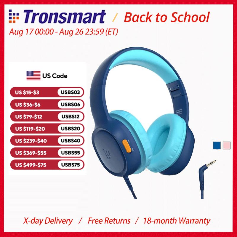 Kids Outdoor Videos - หูฟัง Tronsmart รุ่น KH01 หูฟังเด็กแบบมีสาย พร้อมสายถัก