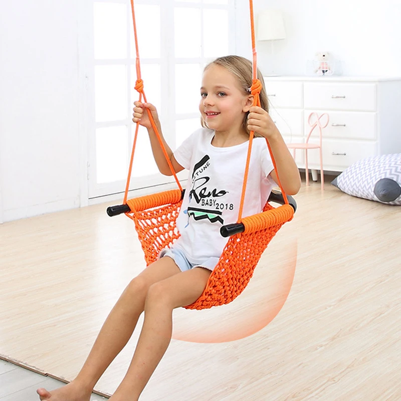 Kids Outdoor Hammock - เปลญวนเด็ก ชิงช้าถักมือ ของเล่นสนามเด็กเล่นในร่ม ชิงช้าเชือกตาข่ายสนามหญ้า อุปกรณ์การศึกษา เกมส์เพื่อความบันเทิง