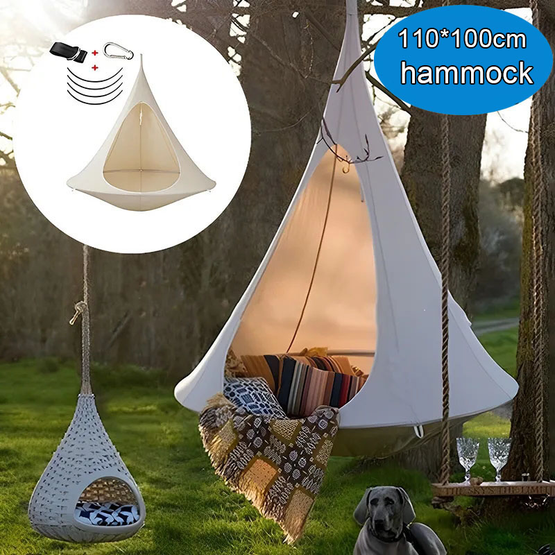 Kids Outdoor Hammock - เปลญวนกันน้ำสำหรับใช้งานกลางแจ้ง เก้าอี้แขวนคู่แบบ Cacoon รับน้ำหนักได้ 80 กก.