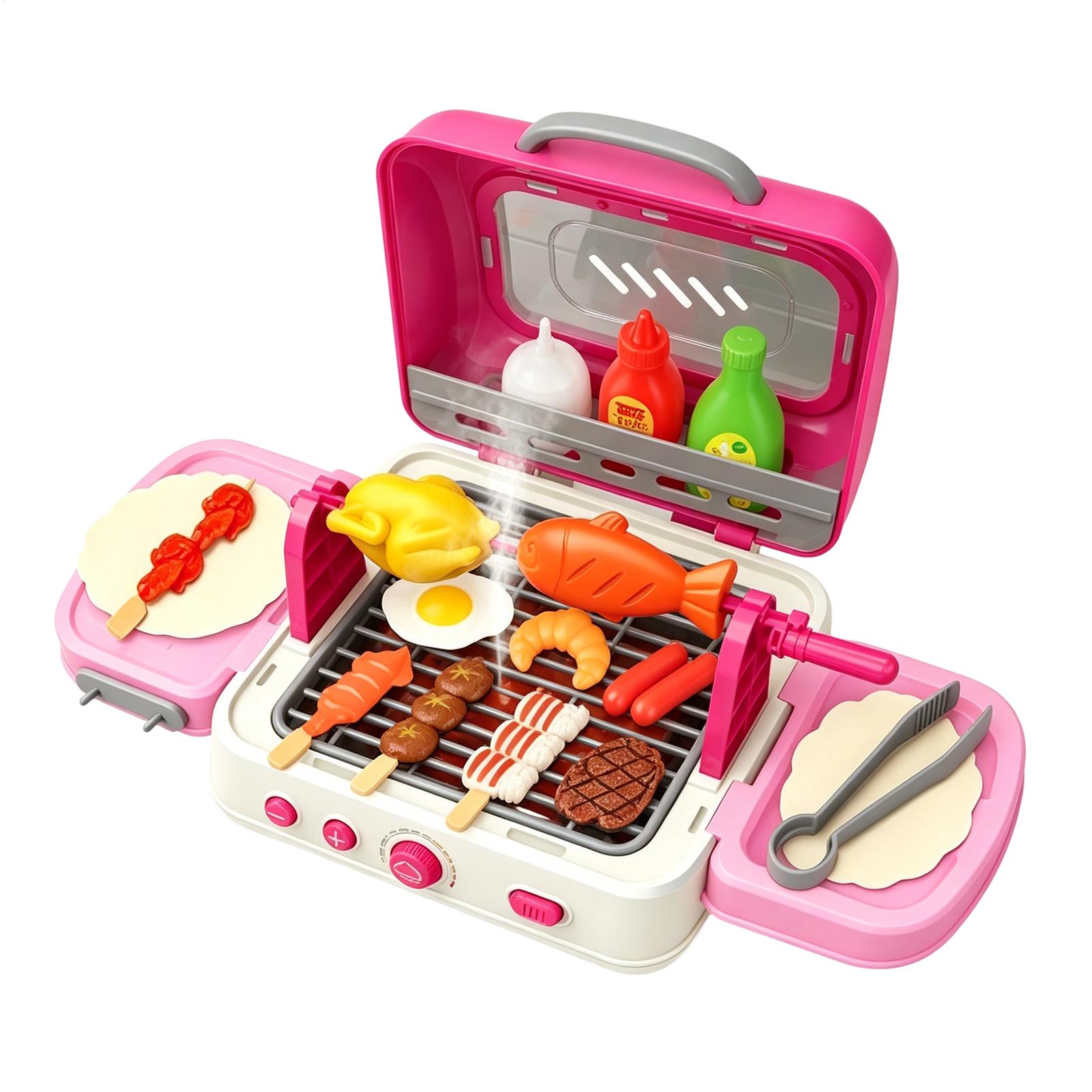 Kids Outdoor Grill Set - ชุดของเล่นย่างกลางแจ้งสำหรับเด็ก ชุดของเล่นย่างแบบพับได้พร้อมเสียงและแสงจำลอง ของเล่นครัวสำหรับเด็กชายและเด็กหญิง