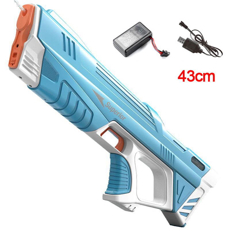 Water Gun Soaker - 43 ซม.ไฟฟ้าเต็มรูปแบบเก็บน้ําอัตโนมัติปืนของเล่นเด็กแบบพกพาฤดูร้อนชายหาดกลางแจ้งต่อสู้แฟนตาซีของเล่นสําหรับเด็กเกม