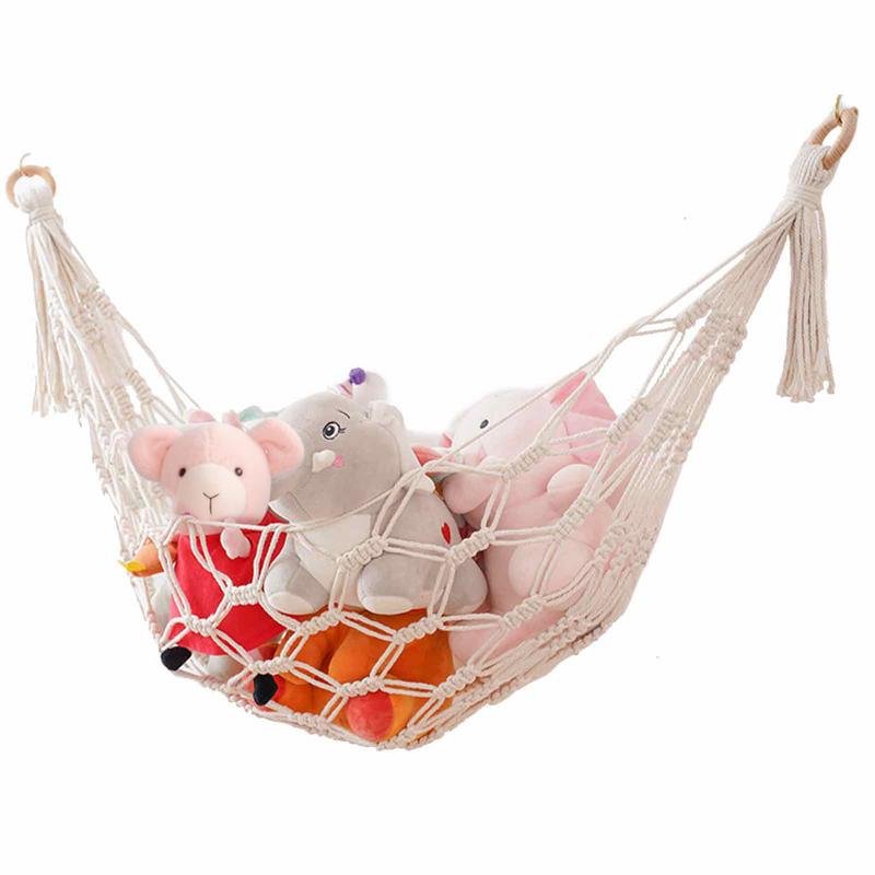 Kids Outdoor Hammock - ที่จัดเก็บของเล่นเปลญวนแมคอร์เม่ของตกแต่งสไตล์โบฮีเมียนตุ๊กตาสัตว์จำลองของเล่นสำหรับห้องเด็กที่เก็บของเปลญวน