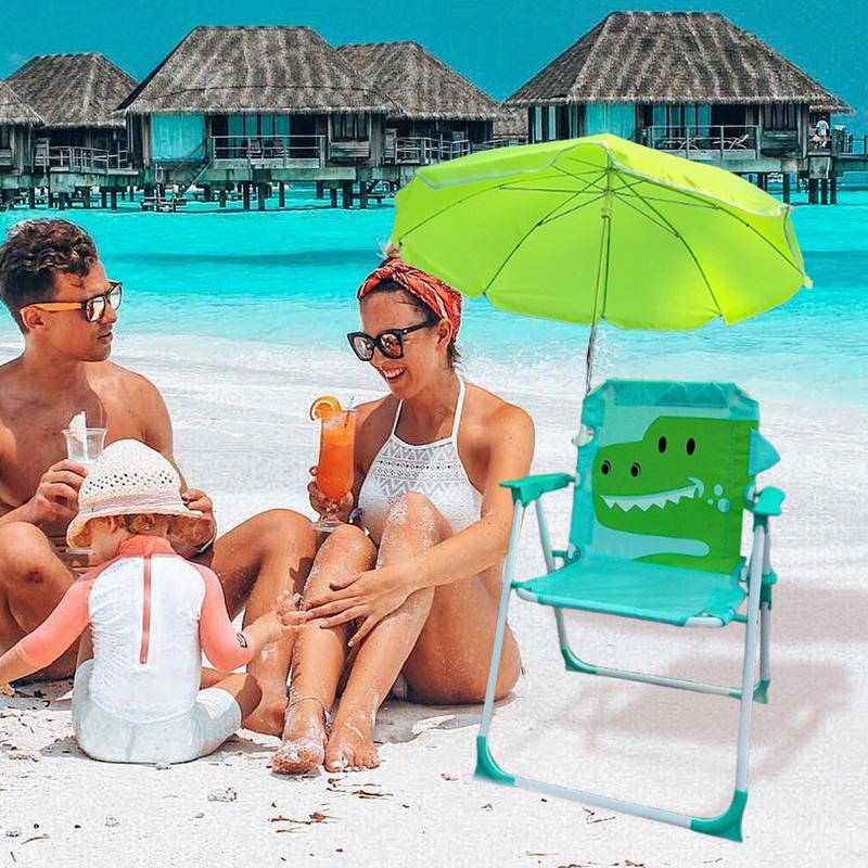 Kids Outdoor Umbrella Chair - เด็กร่มเก้าอี้เก้าอี้ทรายชายหาดร่มทรายทนลมที่นั่ง Parasol สําหรับเดินทางกลางแจ้งสนามหญ้า Garden Patio