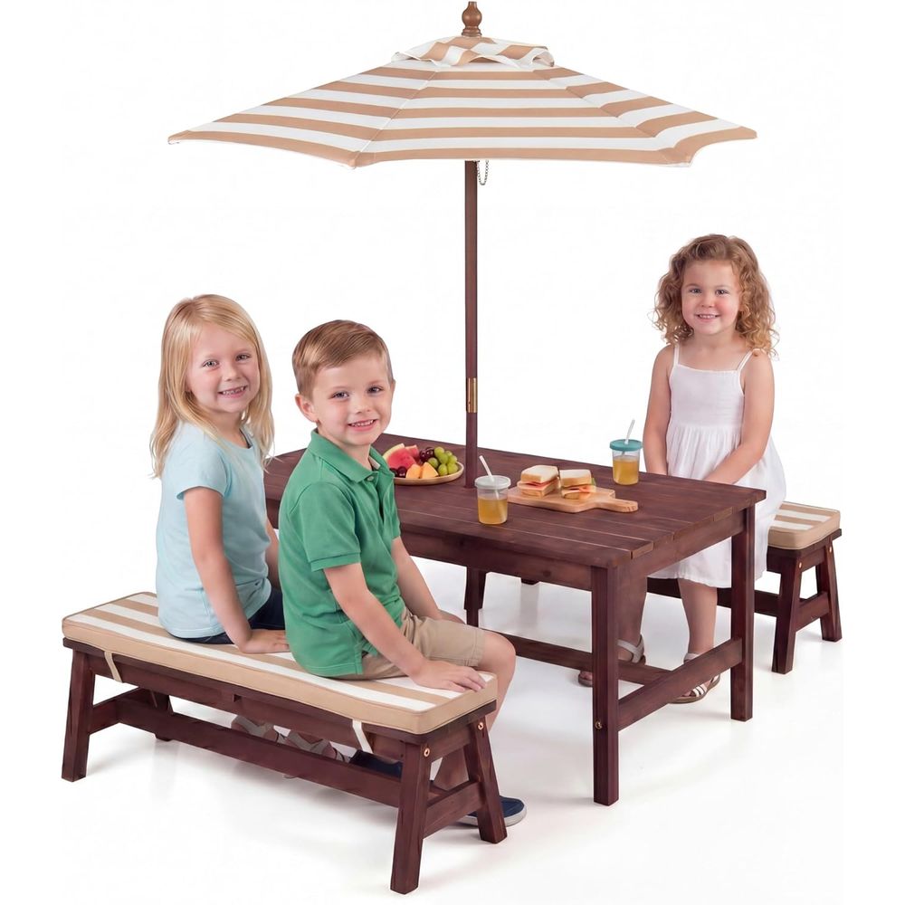 โต๊ะปิกนิกสำหรับเด็ก โต๊ะขนาดใ - Kids Outdoor Table With Umbrella บทวิจารณ์และราคา