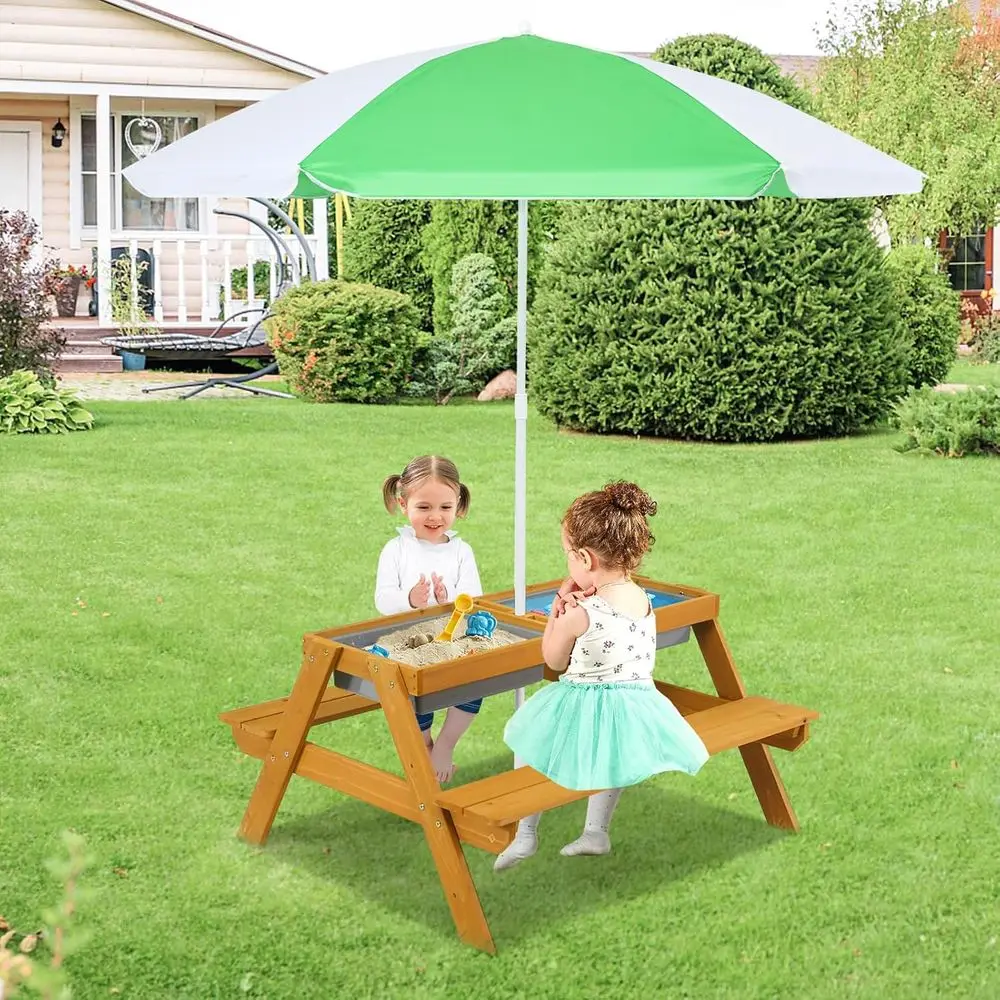 โต๊ะปิกนิกเด็กแบบปรับความสูงได - Kids Outdoor Table With Umbrella บทวิจารณ์และราคา