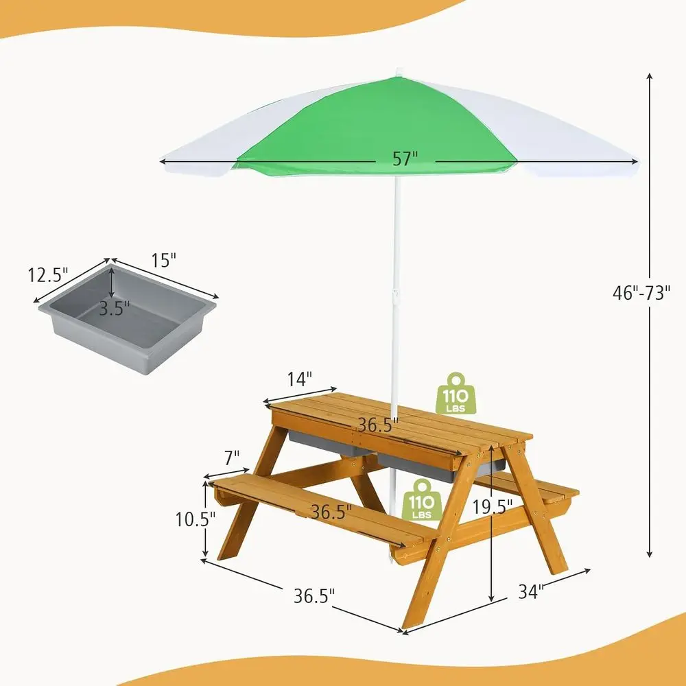 โต๊ะปิกนิกเด็กแบบปรับความสูงได - Kids Outdoor Table With Umbrella บทวิจารณ์และราคา