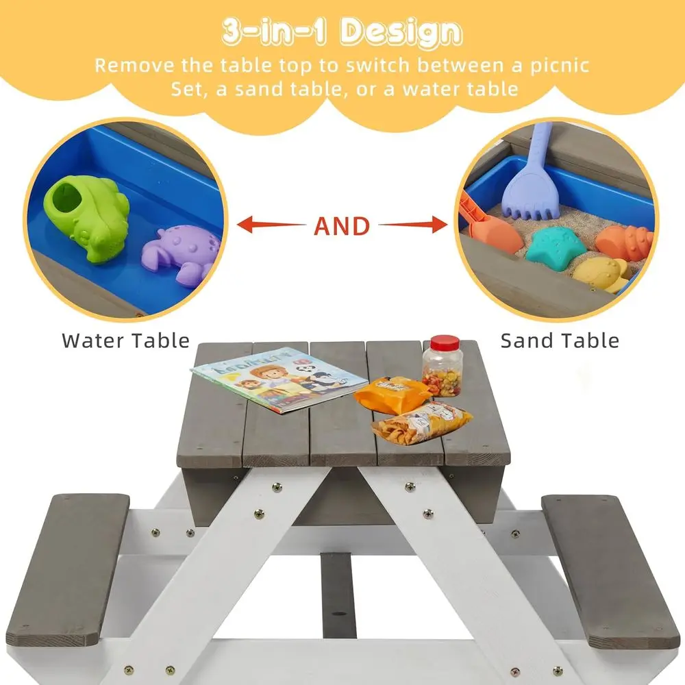 โต๊ะปิกนิกไม้แบบ 3-in-1 สำหรับ - Kids Outdoor Table With Umbrella บทวิจารณ์และราคา