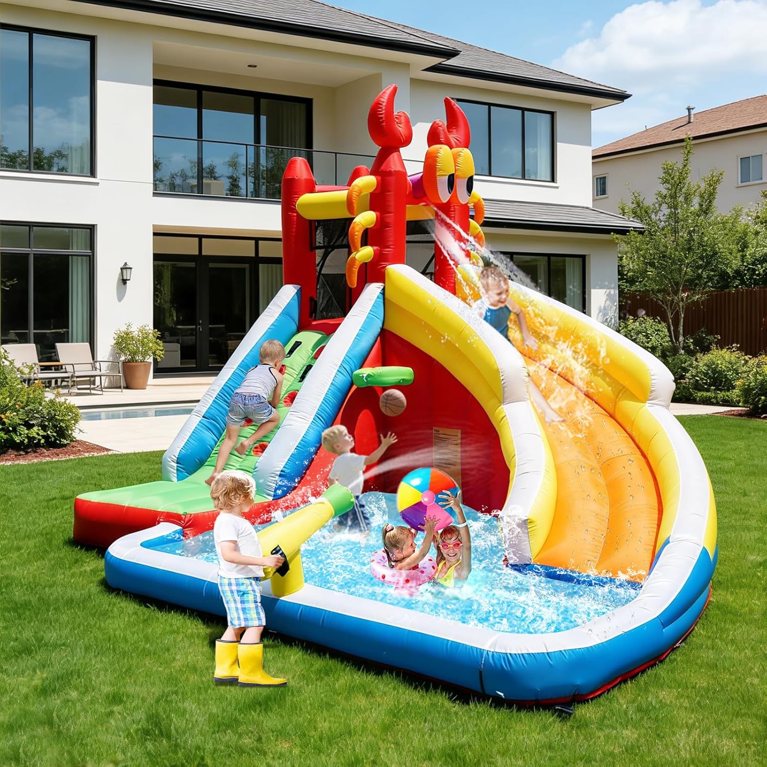 บ้านลมเป่าลมขนาดใหญ่พร้อมสไลเด - Kids Outdoor Climbing บทวิจารณ์และราคา