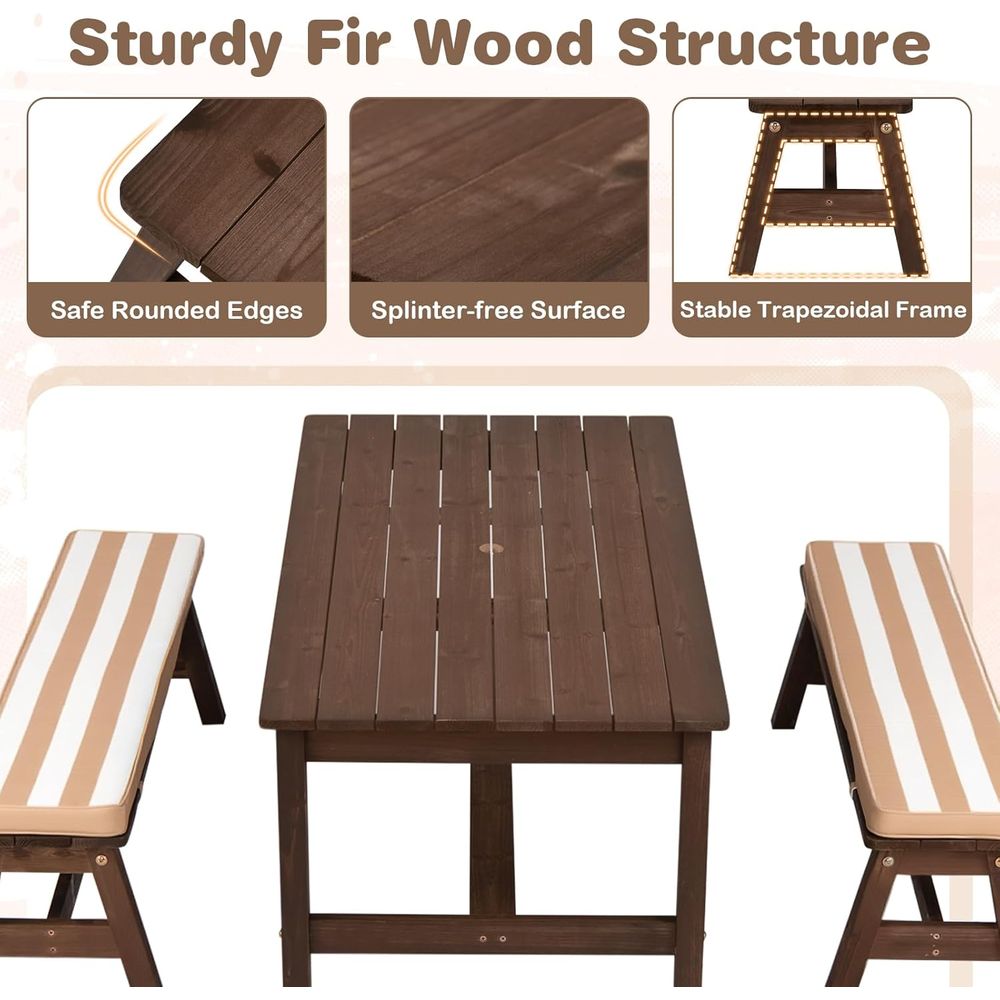 โต๊ะปิกนิกสำหรับเด็ก, ชุดโต๊ะแ - Kids Outdoor Table With Umbrella บทวิจารณ์และราคา