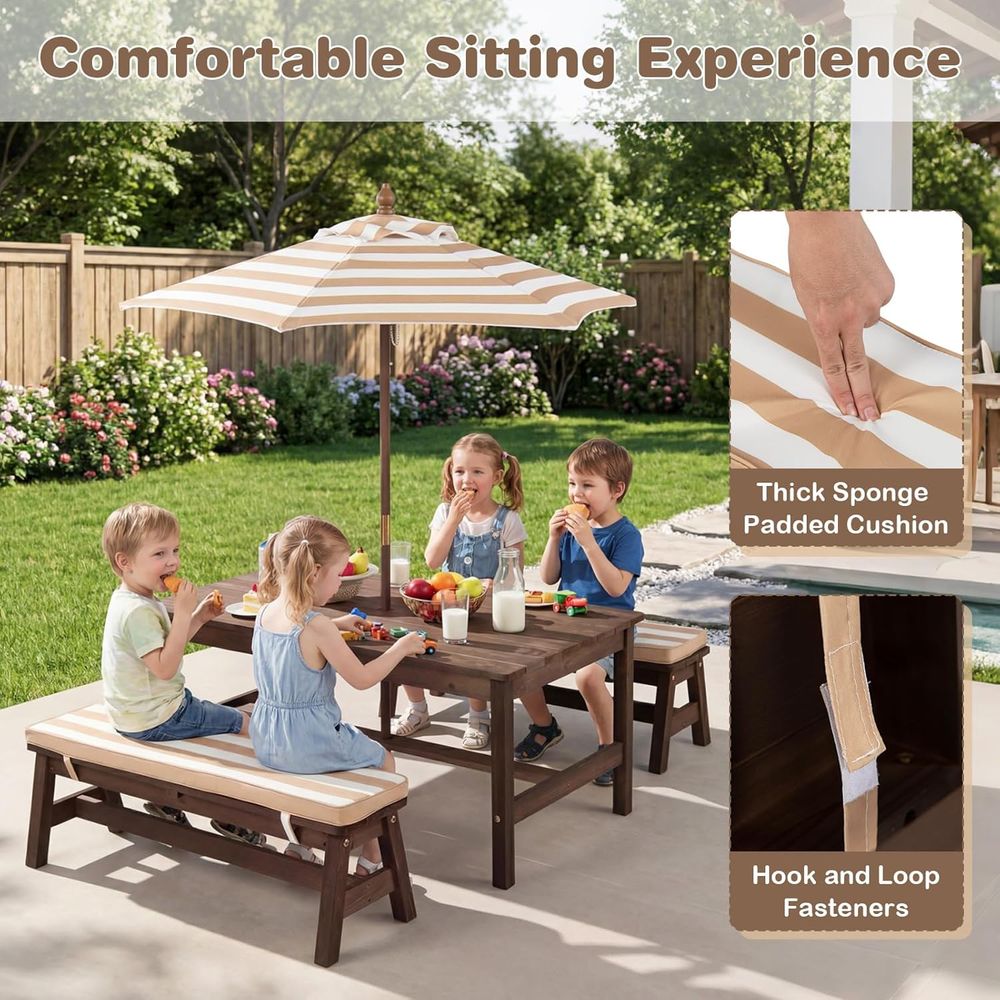 โต๊ะปิกนิกสำหรับเด็ก, ชุดโต๊ะแ - Kids Outdoor Table With Umbrella บทวิจารณ์และราคา