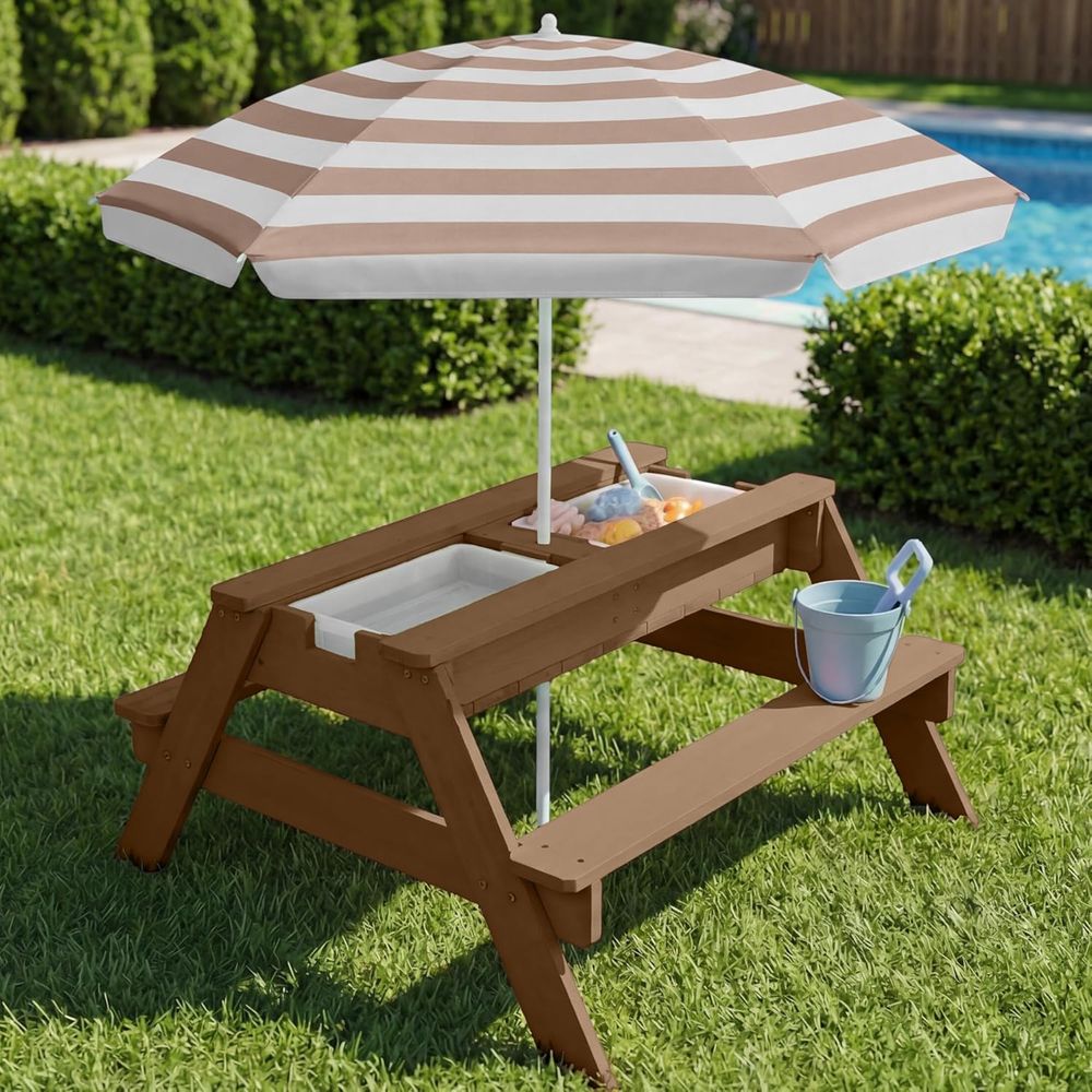 โต๊ะปิกนิกเด็กพร้อมร่ม, โต๊ะทร - Kids Outdoor Table With Umbrella บทวิจารณ์และราคา