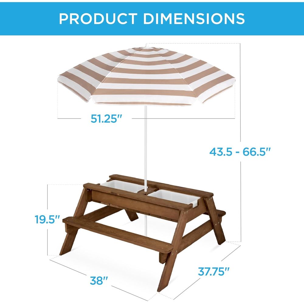 โต๊ะปิกนิกเด็กพร้อมร่ม, โต๊ะทร - Kids Outdoor Table With Umbrella บทวิจารณ์และราคา