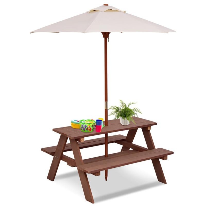 ชุดโต๊ะปิกนิกสำหรับเด็ก 4 ที่น - Kids Outdoor Table With Umbrella บทวิจารณ์และราคา
