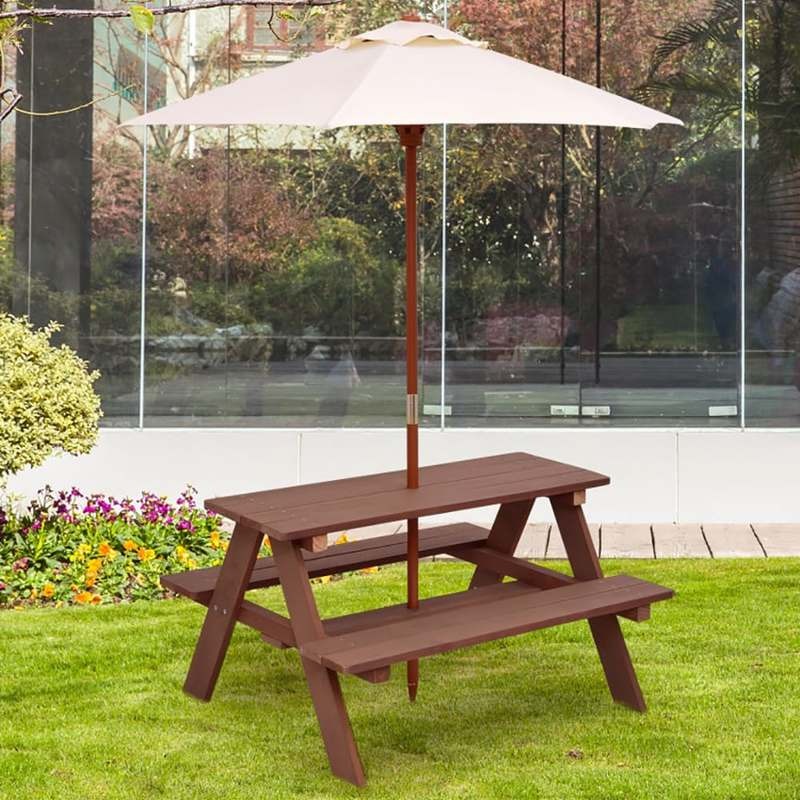 ชุดโต๊ะปิกนิกสำหรับเด็ก 4 ที่น - Kids Outdoor Table With Umbrella บทวิจารณ์และราคา