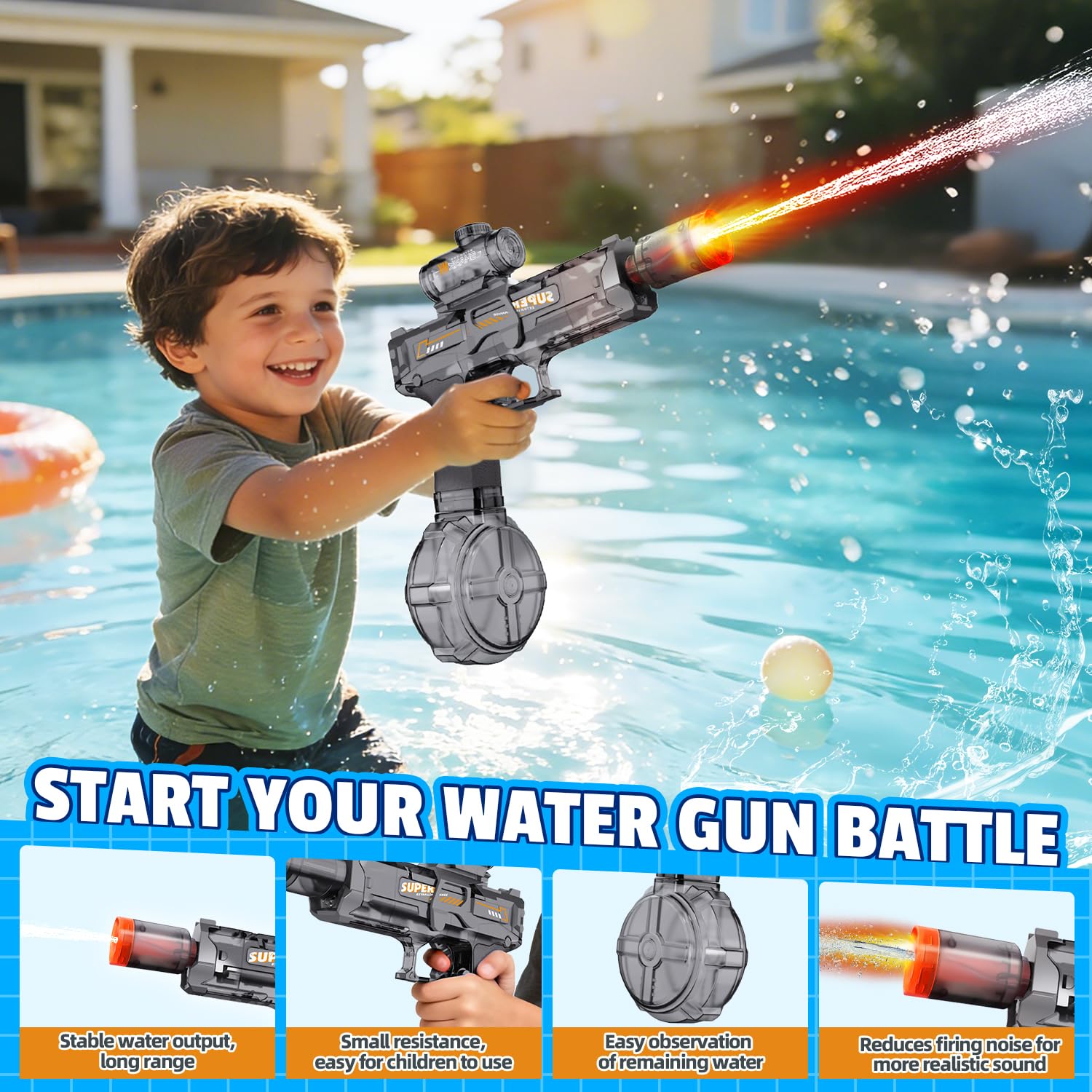 ปืนฉีดน้ำไฟฟ้าสำหรับเด็กและผู้ - Water Gun Soaker บทวิจารณ์และราคา