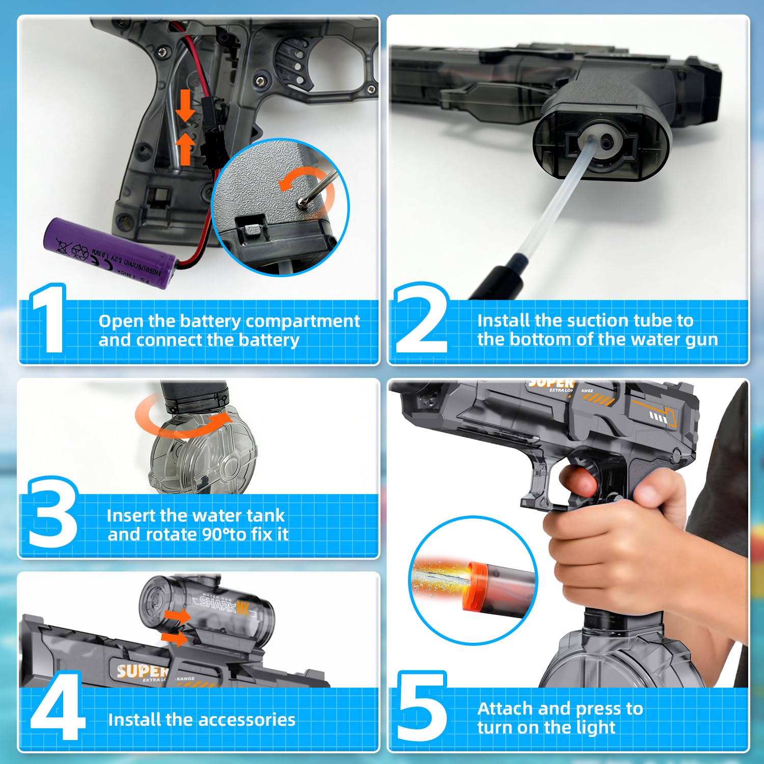 ปืนฉีดน้ำไฟฟ้าสำหรับเด็กและผู้ - Water Gun Soaker บทวิจารณ์และราคา