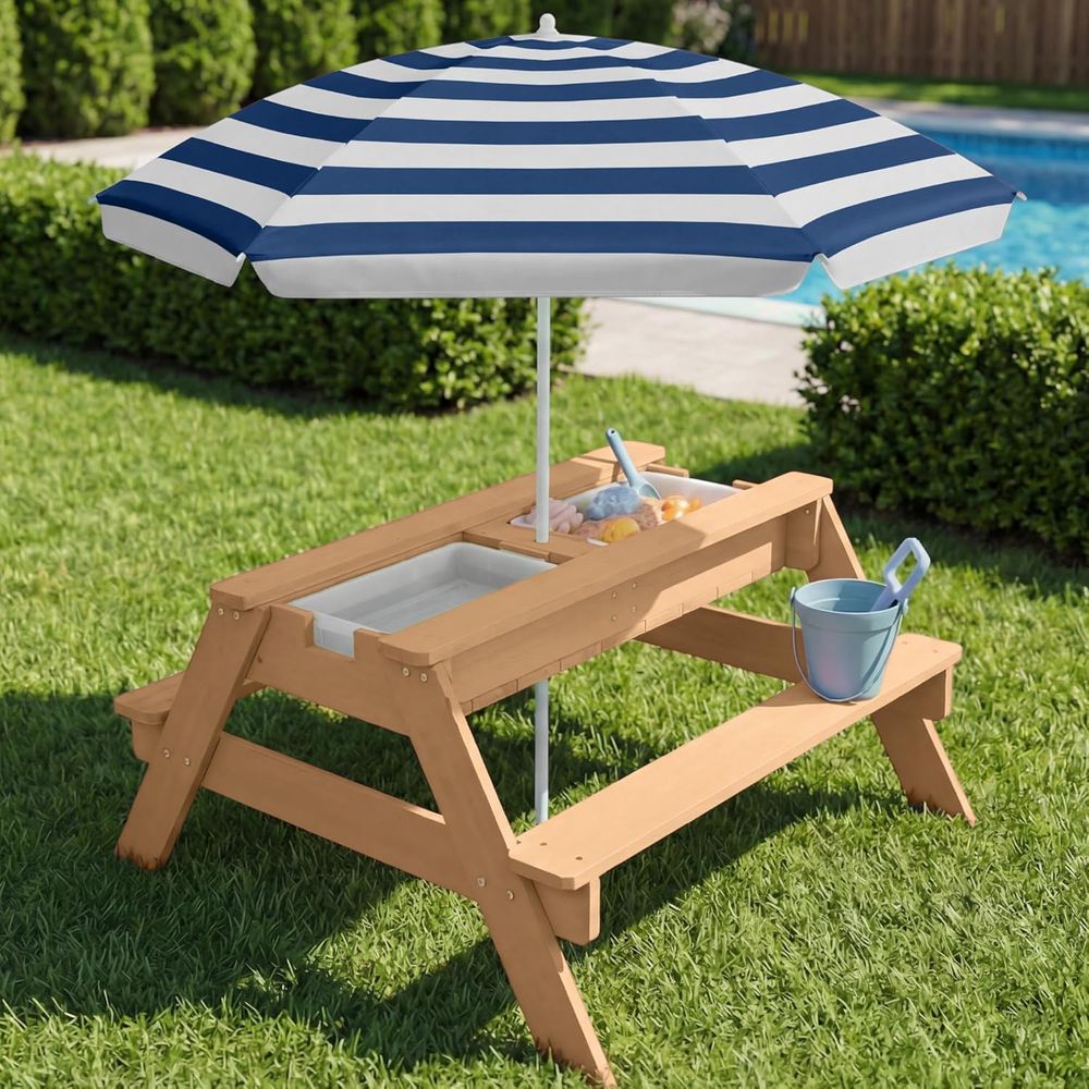 โต๊ะปิกนิกเด็กพร้อมร่ม, โต๊ะทร - Kids Outdoor Table With Umbrella บทวิจารณ์และราคา