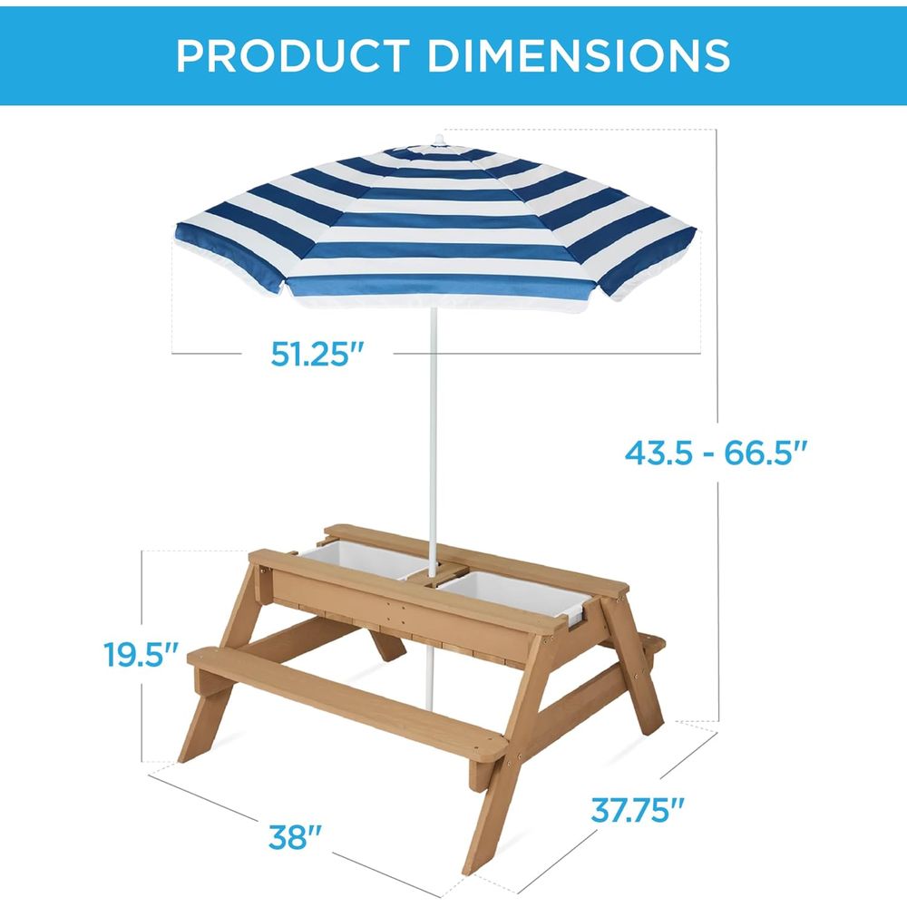 โต๊ะปิกนิกเด็กพร้อมร่ม, โต๊ะทร - Kids Outdoor Table With Umbrella บทวิจารณ์และราคา