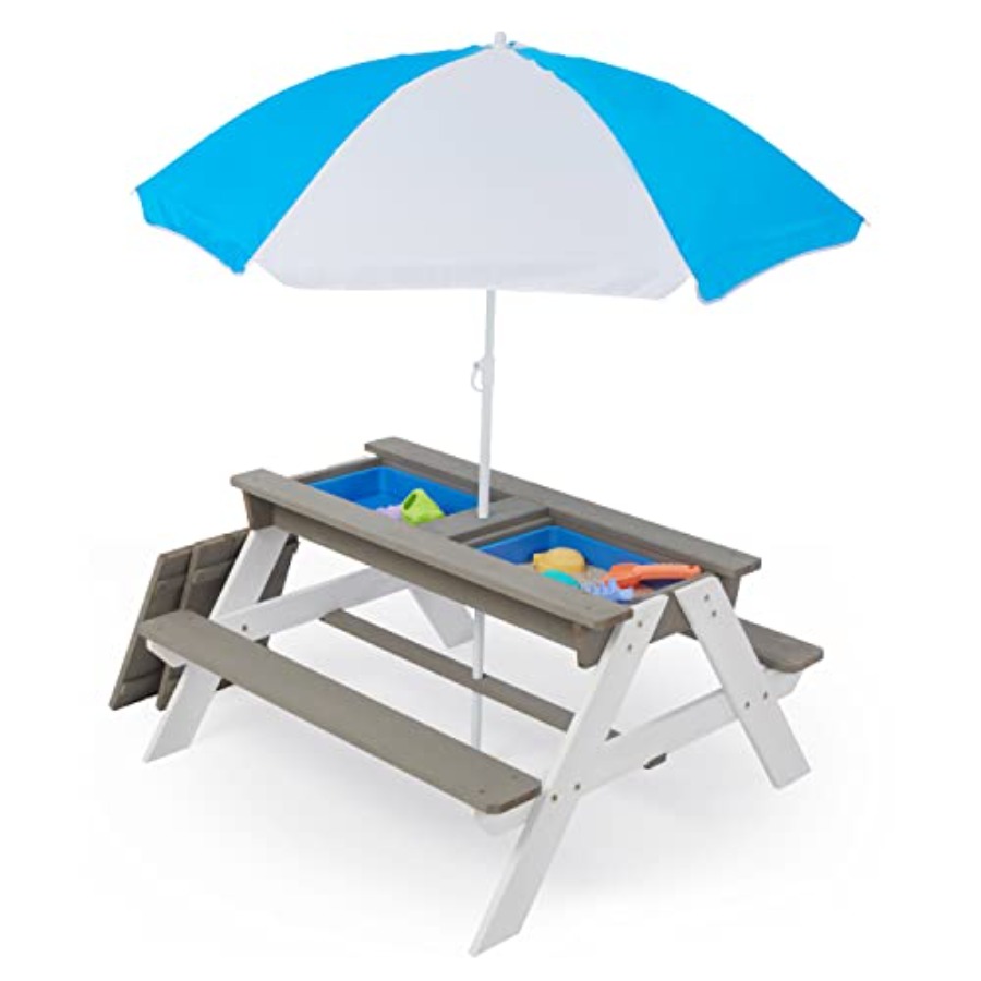 โต๊ะปิกนิกสำหรับเด็กสำหรับใช้ก - Kids Outdoor Table With Umbrella บทวิจารณ์และราคา
