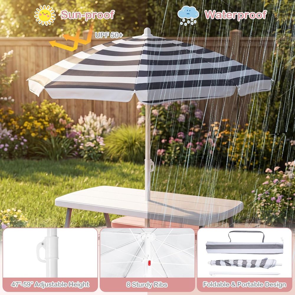 โต๊ะปิกนิกสำหรับเด็ก, ชุดโต๊ะแ - Kids Outdoor Table With Umbrella บทวิจารณ์และราคา